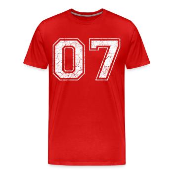 07 dans blanc in Used Look - T-shirt bio Premium Homme - rouge - Devant - Damien (186cm)