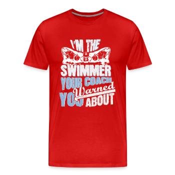 Coach swimming gift - Men's Premium Organic T-Shirt - red - Front - Damien (186cm)