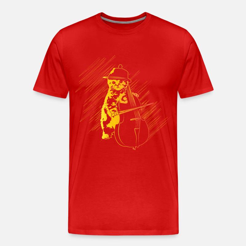 Katze Cello Geschenk - Männer Premium Bio T-Shirt - Rot