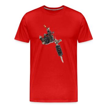Tattoo Machine - Men's Premium Organic T-Shirt - red - Front - Damien (186cm)