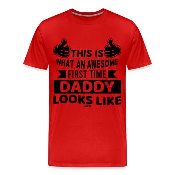 Papa homme enfants bébé fête des pères - T-shirt bio Premium Homme - rouge - Devant - Damien (186cm)