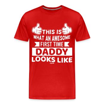 Dad birth baby child become father - Men's Premium Organic T-Shirt - red - Front - Damien (186cm)