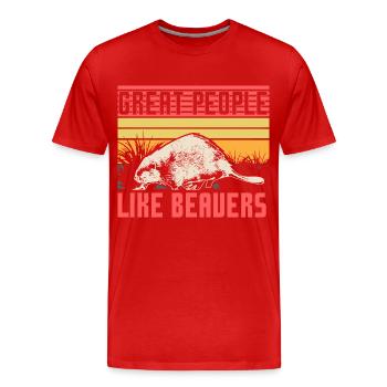 Idée cadeau Beaver Canada - T-shirt bio Premium Homme - rouge - Devant - Damien (186cm)