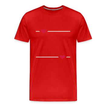 Line Heart Stroke Ornament - Men's Premium Organic T-Shirt - red - Front - Damien (186cm)