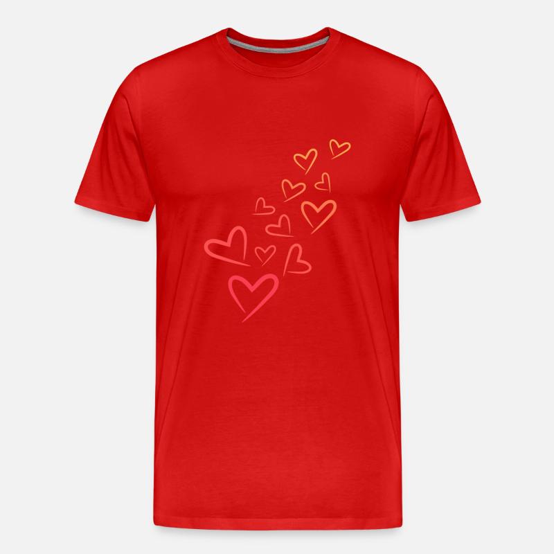 Herzchen Herz Muster - Männer Premium Bio T-Shirt - Rot