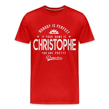 Christophe cadeau personnalisé prénom christophe - T-shirt bio Premium Homme - rouge - Devant - Damien (186cm)