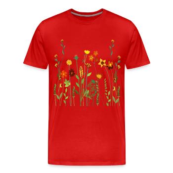 Bouquet de fleurs sauvages Halloween Art floral - T-shirt bio Premium Homme - rouge - Devant - Damien (186cm)