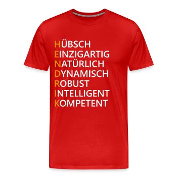Hendrik Name Geschenk - Männer Premium Bio T-Shirt - Rot - Vorne - Damien (186cm)