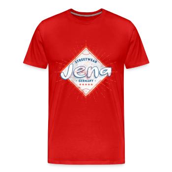 Jena Allemagne City Skyline Accueil Amour - T-shirt bio Premium Homme - rouge - Devant - Damien (186cm)
