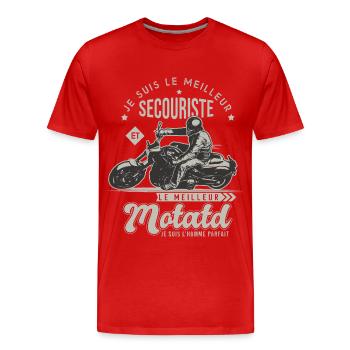 Motard le meilleur secouriste cadeau cool - T-shirt bio Premium Homme - rouge - Devant - Damien (186cm)