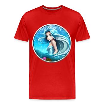 Meerjungsfrau Wasserweib Nixe - Männer Premium Bio T-Shirt - Rot - Vorne - Damien (186cm)