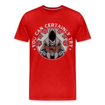 Dragon Jeux de rôle RPG - Tu peux essayer ! - T-shirt bio Premium Homme - rouge - Devant - Damien (186cm)