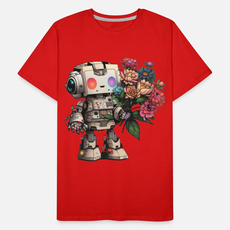 Robot avec bouquet de fleurs T-shirt bio Premium Homme