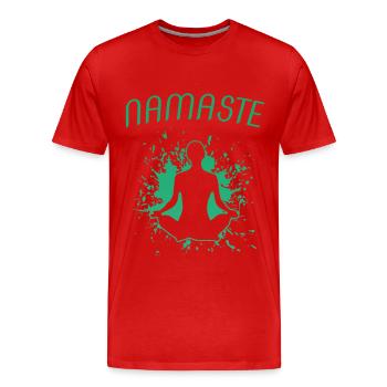 Namaste - Männer Premium Bio T-Shirt - Rot - Vorne - Damien (186cm)