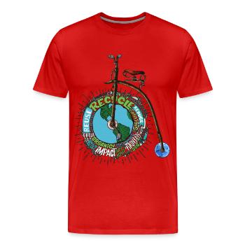 Sauver la planète Terre Penny Farthing vélo Art - T-shirt bio Premium Homme - rouge - Devant - Damien (186cm)