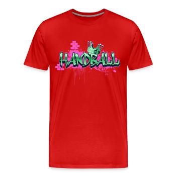 Handball Graffiti Spray Sprayer Handballspieler - Männer Premium Bio T-Shirt - Rot - Vorne - Damien (186cm)