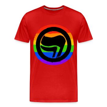 Antifascist Rainbow - Men's Premium Organic T-Shirt - red - Front - Damien (186cm)