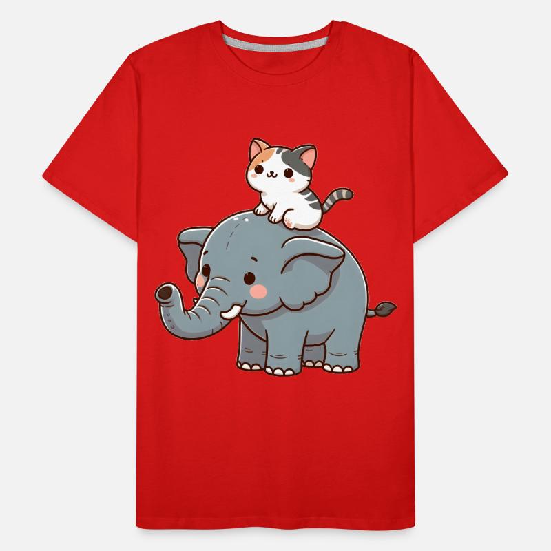 Le chat monte à dos d’éléphant T-shirt bio Premium Homme