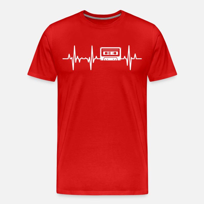 80er Kassette Herzfrequenz - Männer Premium Bio T-Shirt - Rot