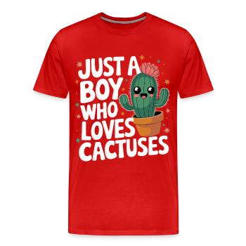 Cactus Cacti Desert Plant - Men's Premium Organic T-Shirt - red - Front - Damien (186cm)