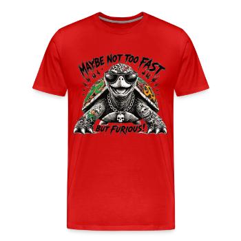 Turtle: Not fast, but furious! - Men's Premium Organic T-Shirt - red - Front - Damien (186cm)