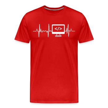 Développeur Heartbeat - T-shirt bio Premium Homme - rouge - Devant - Damien (186cm)