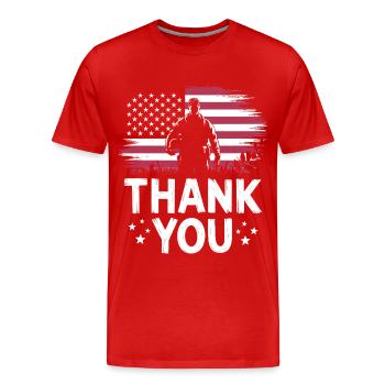 Veteran Military Soldier - Men's Premium Organic T-Shirt - red - Front - Damien (186cm)