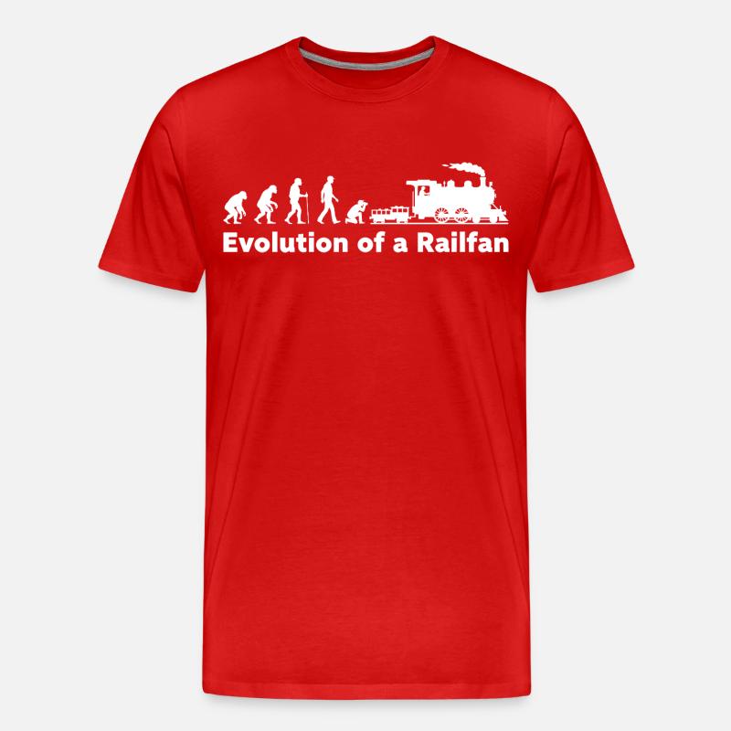 Evolution Railfan Zuglokomotive - Männer Premium Bio T-Shirt - Rot