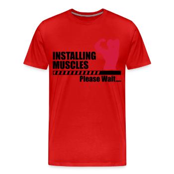Installing Muscle - T-shirt bio Premium Homme - rouge - Devant - Damien (186cm)
