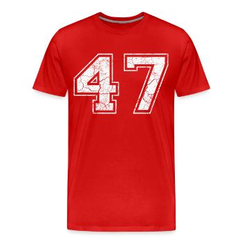 47 in white in the used look - Men's Premium Organic T-Shirt - red - Front - Damien (186cm)