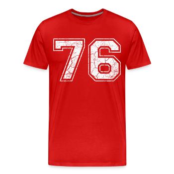 76 dans blanc in Used Look - T-shirt bio Premium Homme - rouge - Devant - Damien (186cm)