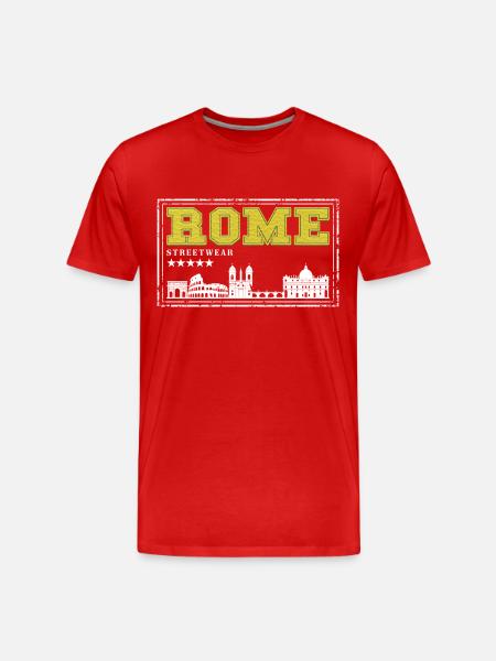 Roma Roma Italia Città Skyline Home Love - Maglietta ecologica premium da uomo - rosso