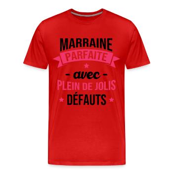 Marraine parfaite avec plein de jolis défauts - T-shirt bio Premium Homme - rouge - Devant - Damien (186cm)