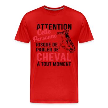 Cette Personne Risque Parler De Cheval Tout Moment - T-shirt bio Premium Homme - rouge - Devant - Damien (186cm)
