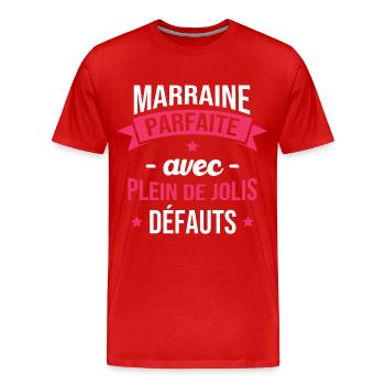 Marraine parfaite avec plein de jolis défauts - T-shirt bio Premium Homme - rouge - Devant - Damien (186cm)