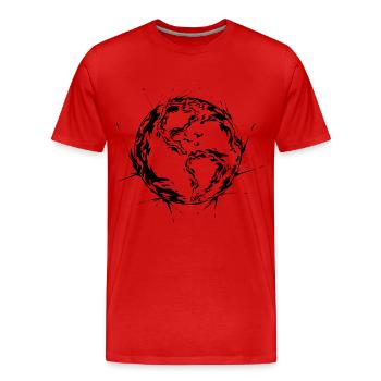 Monde Terre - T-shirt bio Premium Homme - rouge - Devant - Damien (186cm)