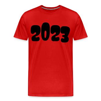 2023 - Année - Ligne - Réveillon du Nouvel An - T-shirt bio Premium Homme - rouge - Devant - Damien (186cm)