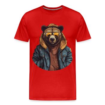 Streetstyle-Bär | Bären-Liebhaber - Männer Premium Bio T-Shirt - Rot - Vorne - Damien (186cm)
