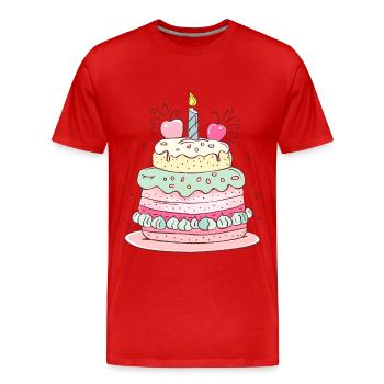 gâteau d'anniversaire joyeux anniversaire - T-shirt bio Premium Homme - rouge - Devant - Damien (186cm)