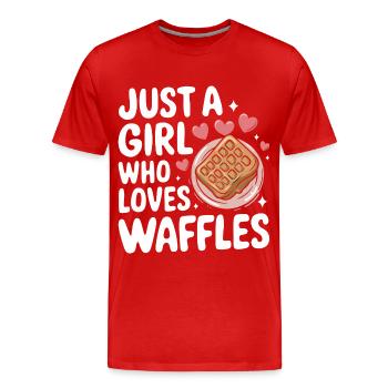 Waffeln Frühstück Süßigkeiten - Männer Premium Bio T-Shirt - Rot - Vorne - Damien (186cm)
