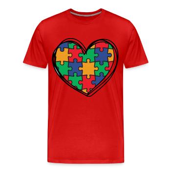 Autismus Autisten - Männer Premium Bio T-Shirt - Rot - Vorne - Damien (186cm)