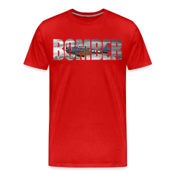 Blouson aviateur SBD Dauntless - T-shirt bio Premium Homme - rouge - Devant - Damien (186cm)