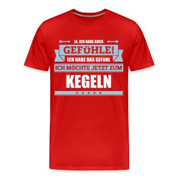 Lustiger Kegel Spruch - Männer Premium Bio T-Shirt - Rot - Vorne - Damien (186cm)