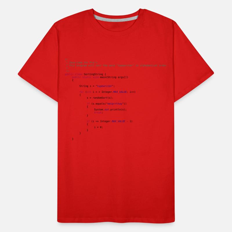 funny Java code to sort Men's Premium Organic T-Shirt