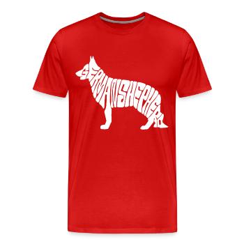 german shepherd - Men's Premium Organic T-Shirt - red - Front - Damien (186cm)