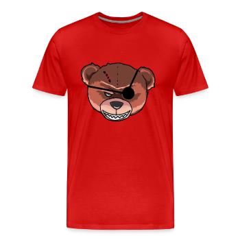 Horreur Teddy Monstre effrayant Zombie Ours Pirate - T-shirt bio Premium Homme - rouge - Devant - Damien (186cm)