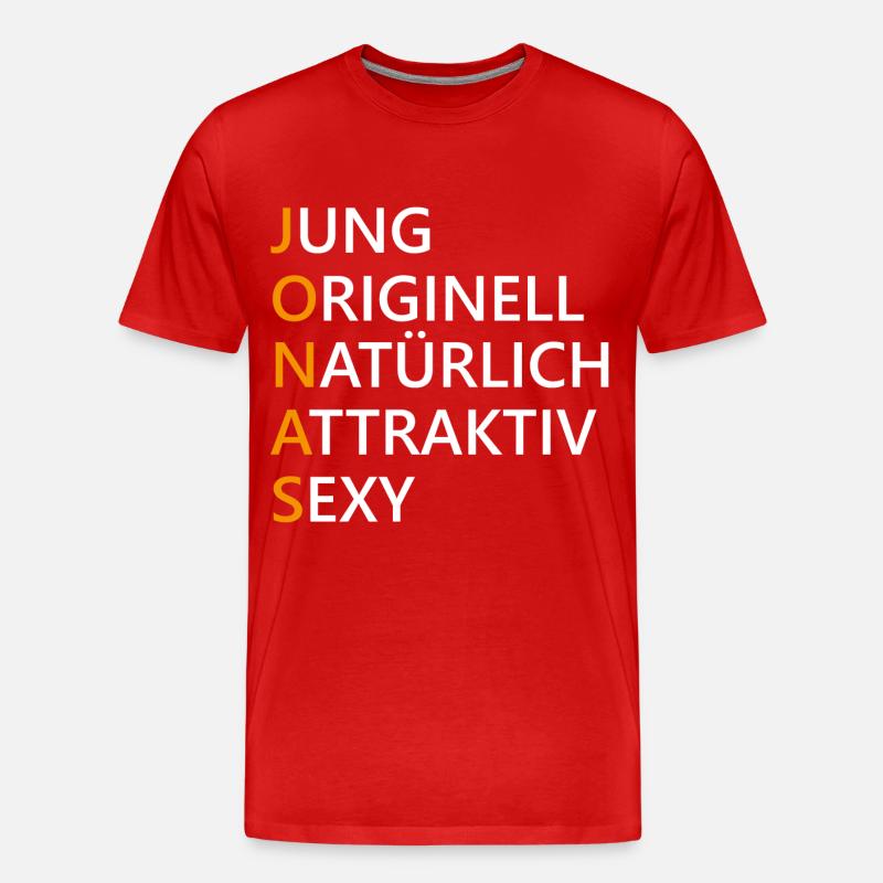 Jonas Name Geschenk - Männer Premium Bio T-Shirt - Rot
