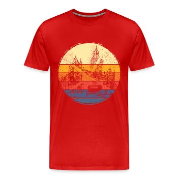 Londres Angleterre Royaume-Uni City Vintage Retro Skyline - T-shirt bio Premium Homme - rouge - Devant - Damien (186cm)