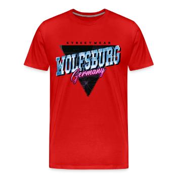 Wolfsburg Allemagne Ville Vintage Rétro Neon - T-shirt bio Premium Homme - rouge - Devant - Damien (186cm)