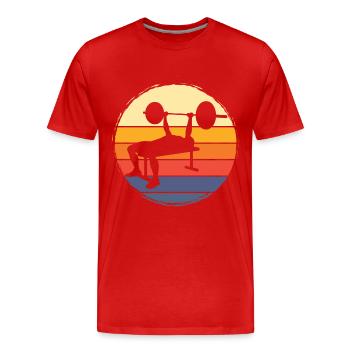 développé couché, haltérophilie, musculation, fitness, fort - T-shirt bio Premium Homme - rouge - Devant - Damien (186cm)